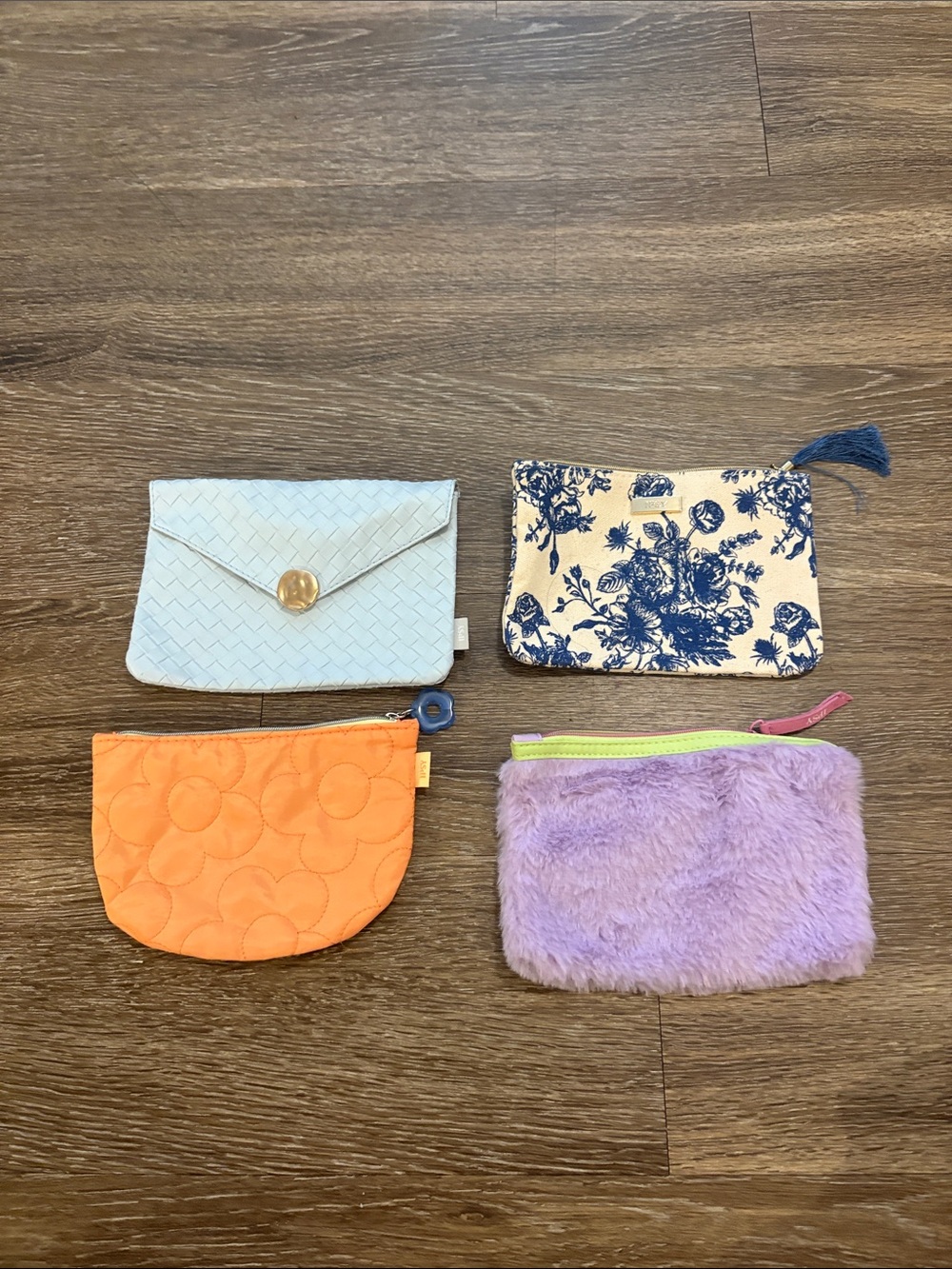 Assorted Ipsy Color Cosmetic Pouch Set - Blue, Orange, Purple, Cream